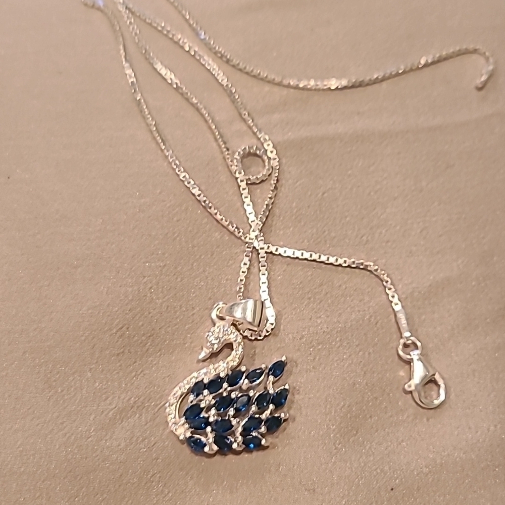 Blue swan cubic zirconia sterling silver necklace - Picture 5 of 5